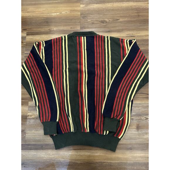 Vtg Saddlebread Stripes Pullover Crewneck Sweater Mens Sz Large 80's Grandpacore - Picture 8 of 11